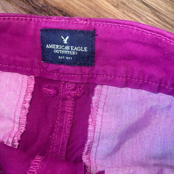 American Eagle Stretchy Denim High Rise Purple Jean Shorts Size 4 - Picture 3 of 7